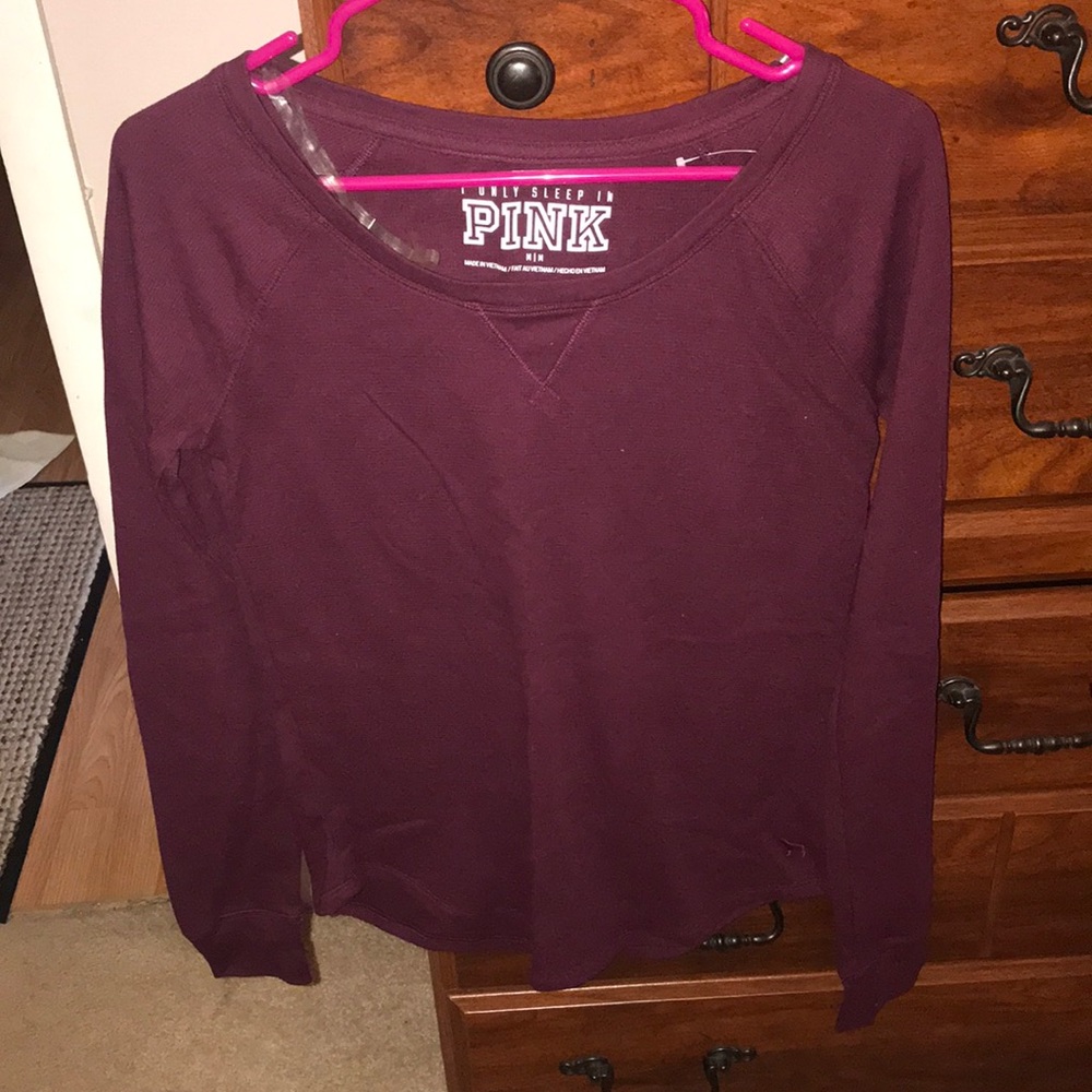 NWOT PINK burgundy thermal long sleeve shirt